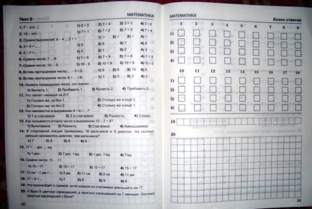 Итоговое тестирование. Русский язык. Математика 1 класс